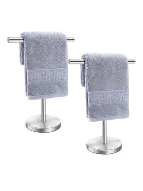 2-Pack T-Shape Stainless-Steel Free-Standing Hand Towel Holder Rack 12.3"